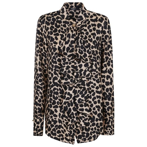 Balmain Jabot Collar Leopard Print Shirt - NWT - Picture 1 of 2